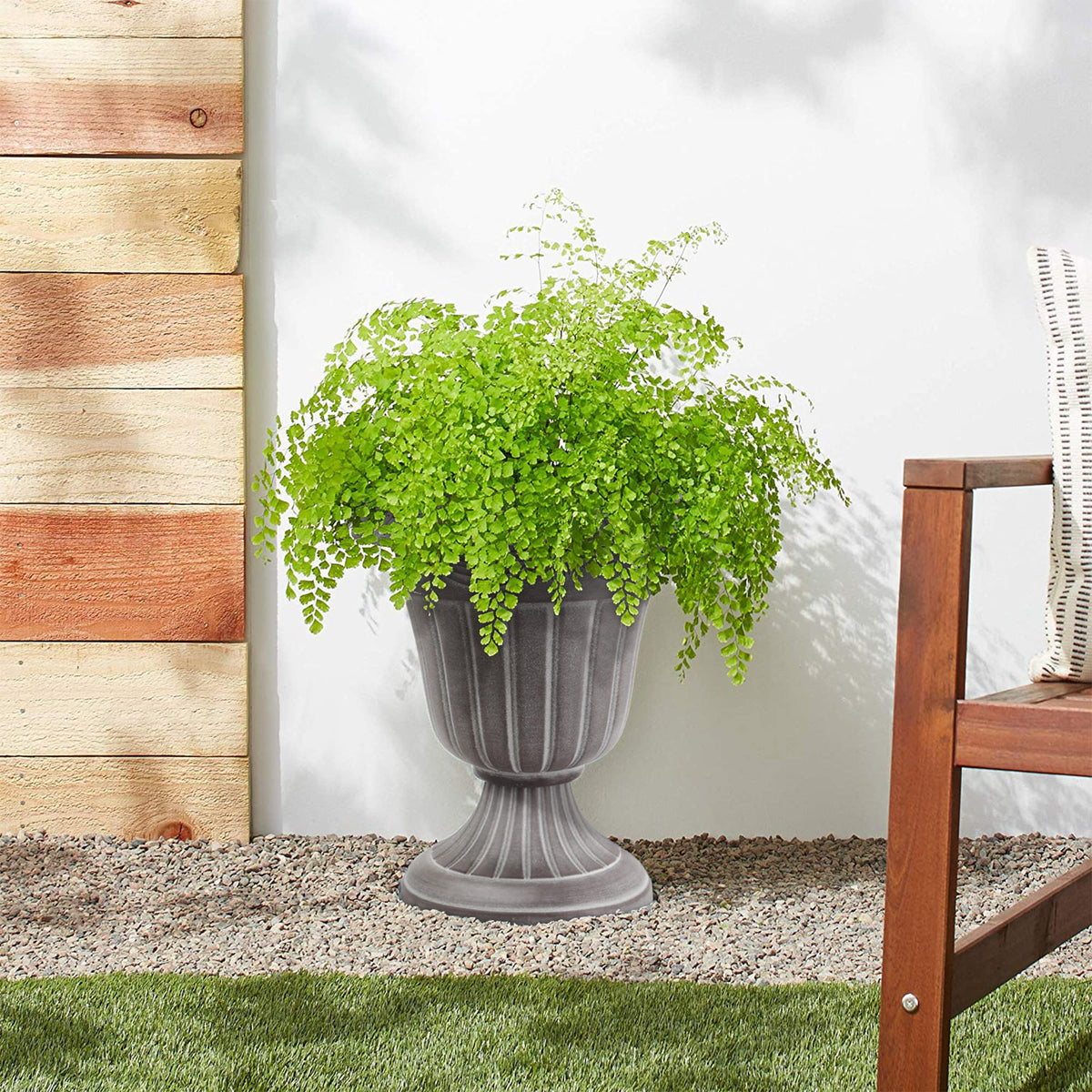 Interior opening shows 8.5 inch diameter for larger plants.