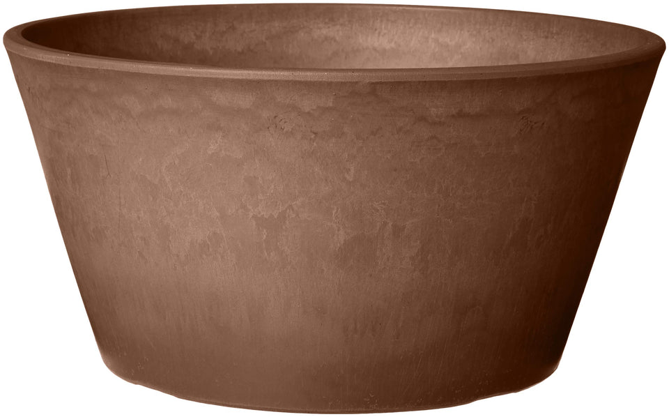 Arcadia PSW 10-inch bulb pan in chocolate, shallow planter for bulbs and low-root plants.