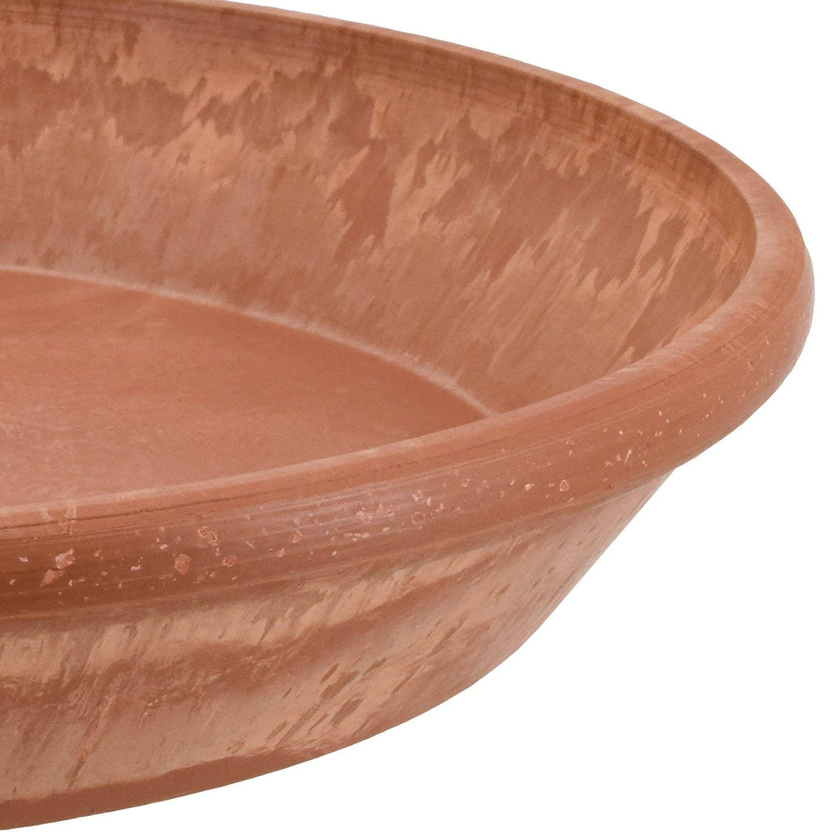 Arcadia PSW drillable saucer close-up showing no drainage holes ready for customization.