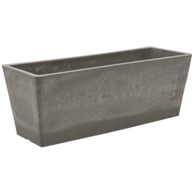 Arcadia PSW Simplicity window box in cement color with blooms on patio.