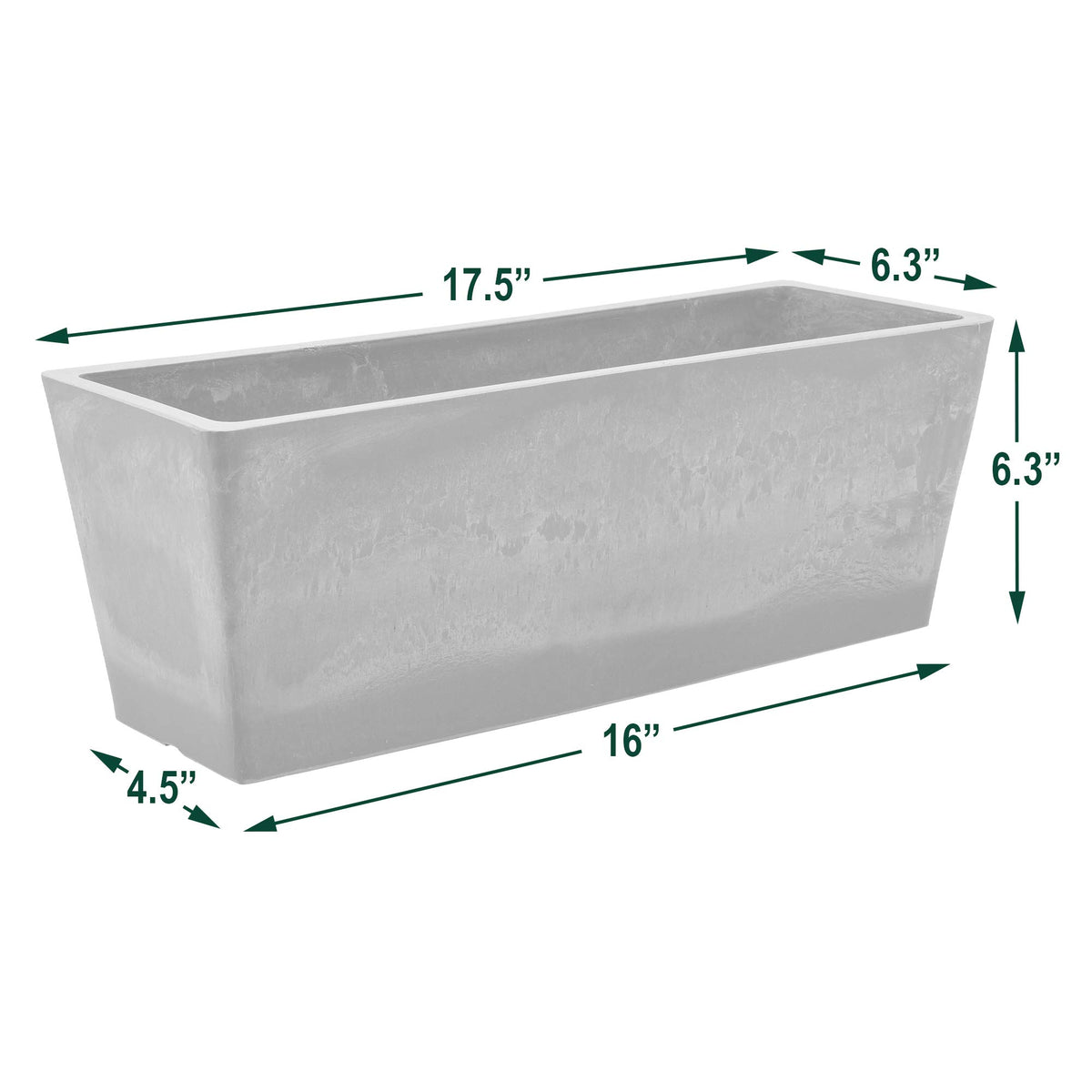 Arcadia PSW window box with drillable drainage hole helps manage moisture.