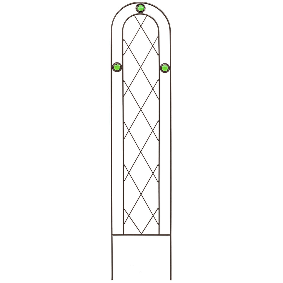 Arcadia TR01 arched trellis in black supports climbing plants with decorative elegance