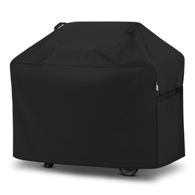 Arcedo BBQ Grill Cover 53 inch on patio, protecting grill from rain and sun.