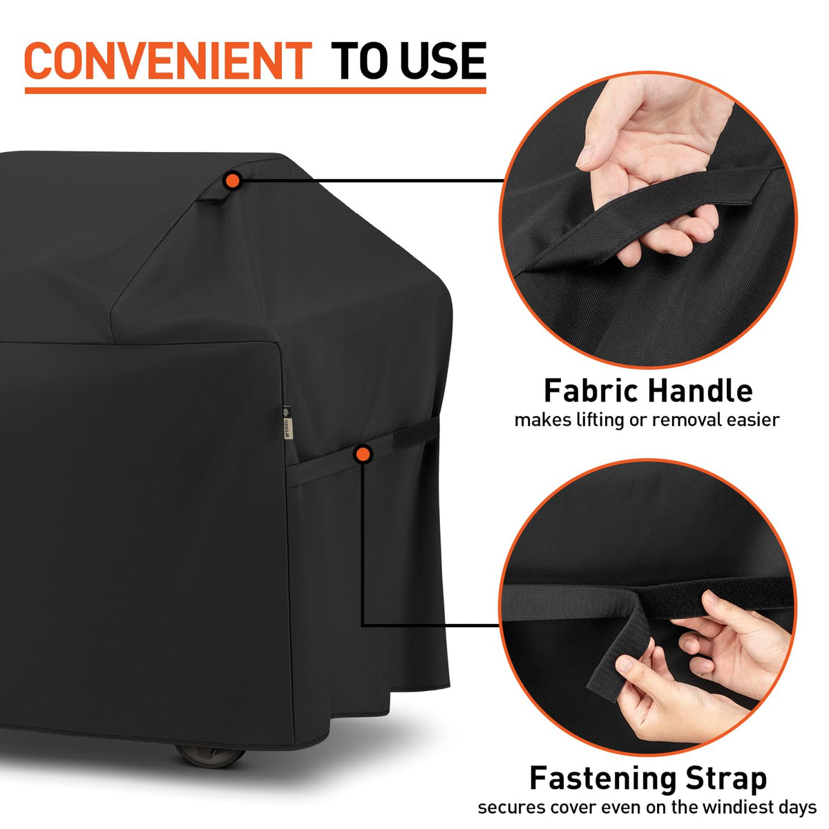 Arcedo BBQ Grill Cover air vents promote airflow and reduce condensation.