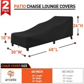 Arcedo chaise lounge cover showing waterproof 3-layer fabric protecting cushions.