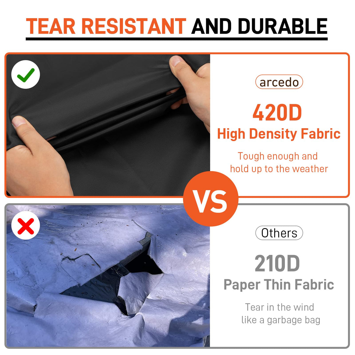 Arcedo windproof design secures covers with drawstring and straps.