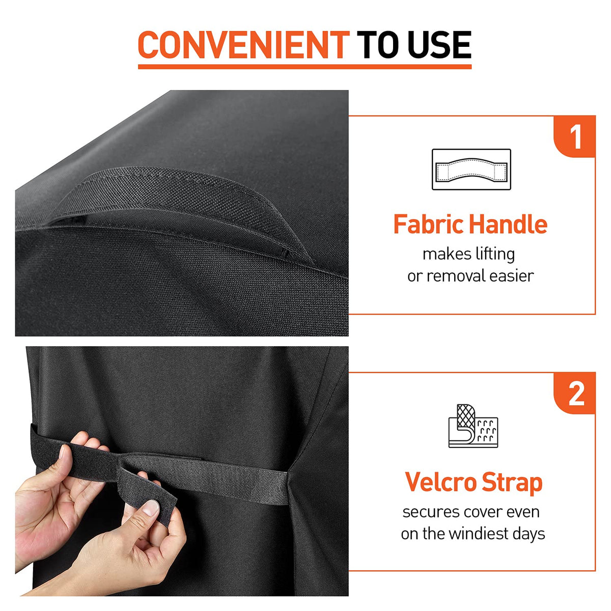 Arcedo cover features handles and Velcro straps for easy, secure placement.