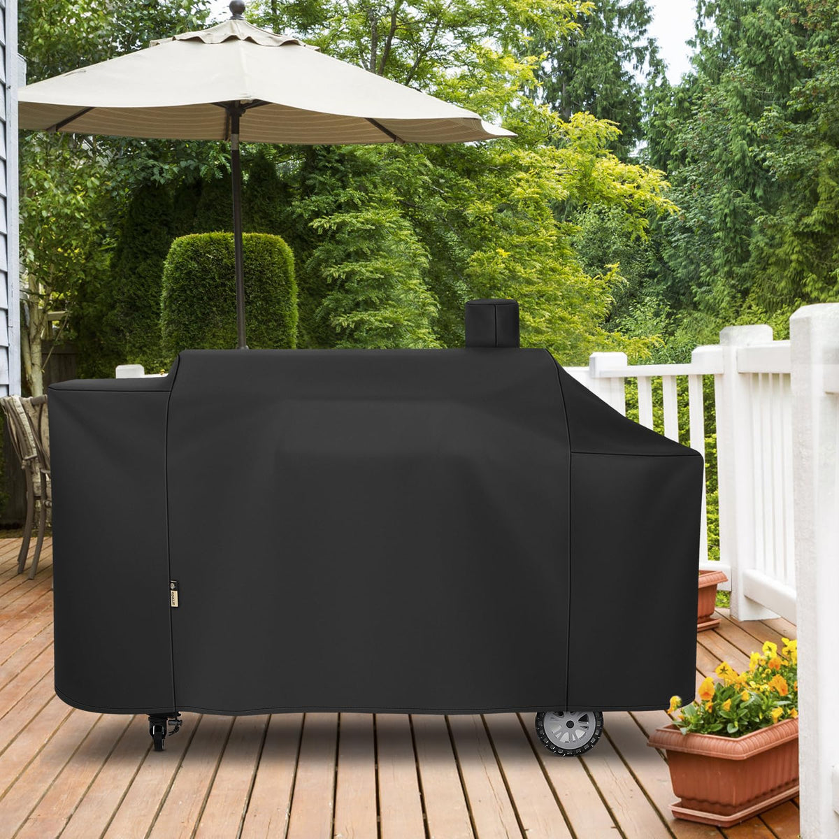 Arcedo outdoor grill cover provides all-weather protection for pellet and gas combos