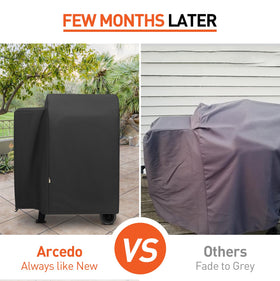 Arcedo grill cover for Pit Boss Pro 600 guards against UV fading and dust.