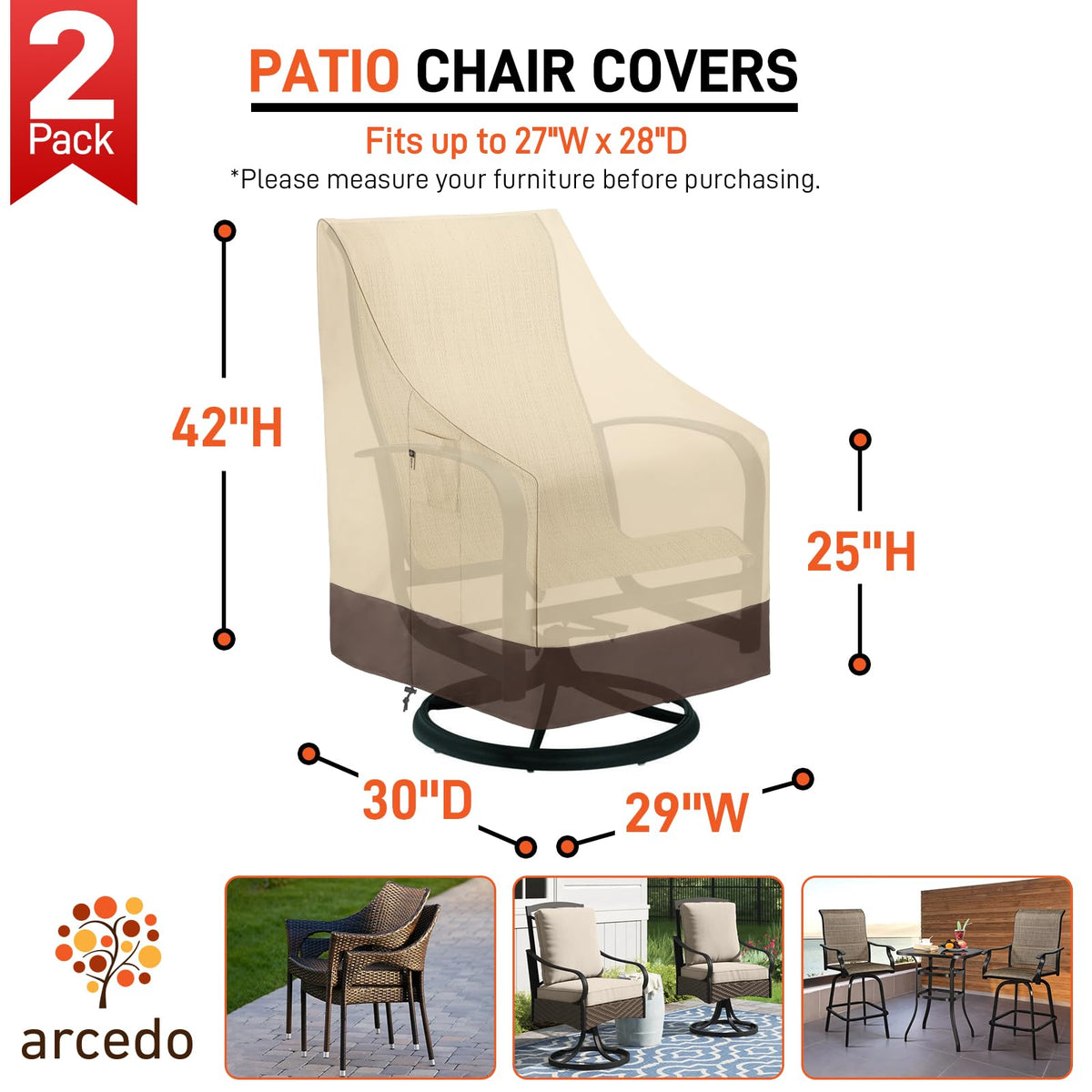 Arcedo heavy‑duty stackable chair covers for durable outdoor use