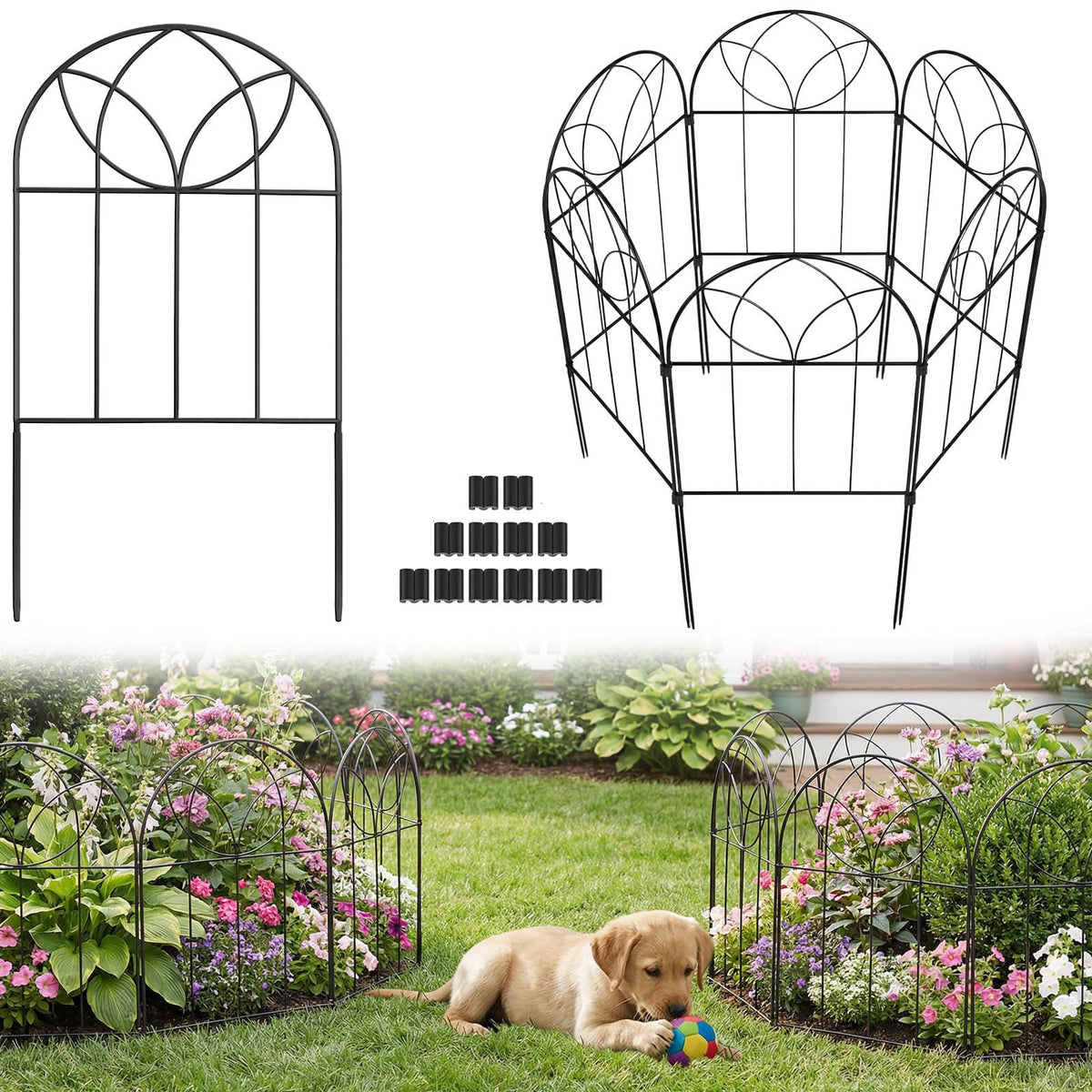 Arcticbird garden fence arch black panel 6pc for decorative borders