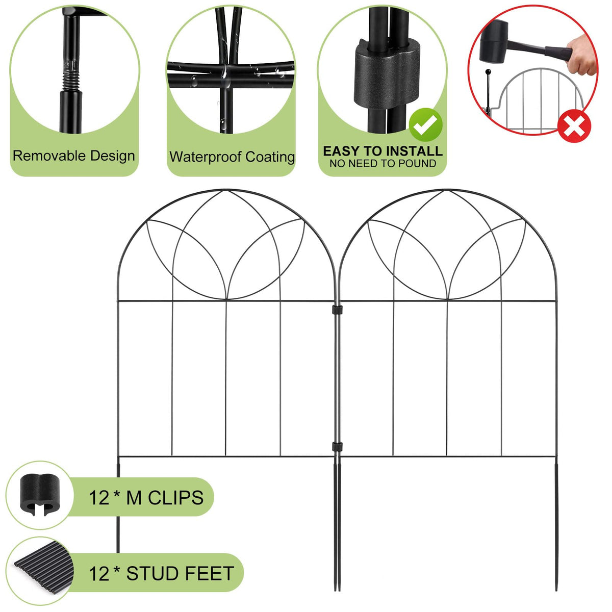 Arcticbird small garden fence 24inch height defines beds and borders
