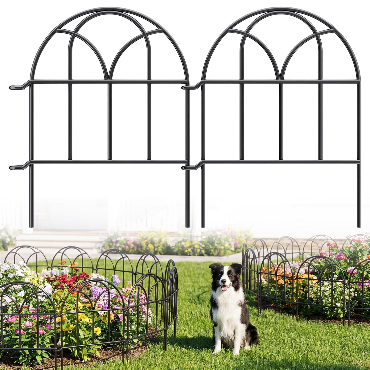ArdeFentium 19-pack garden fence panels with arched design for elegant lawn borders.