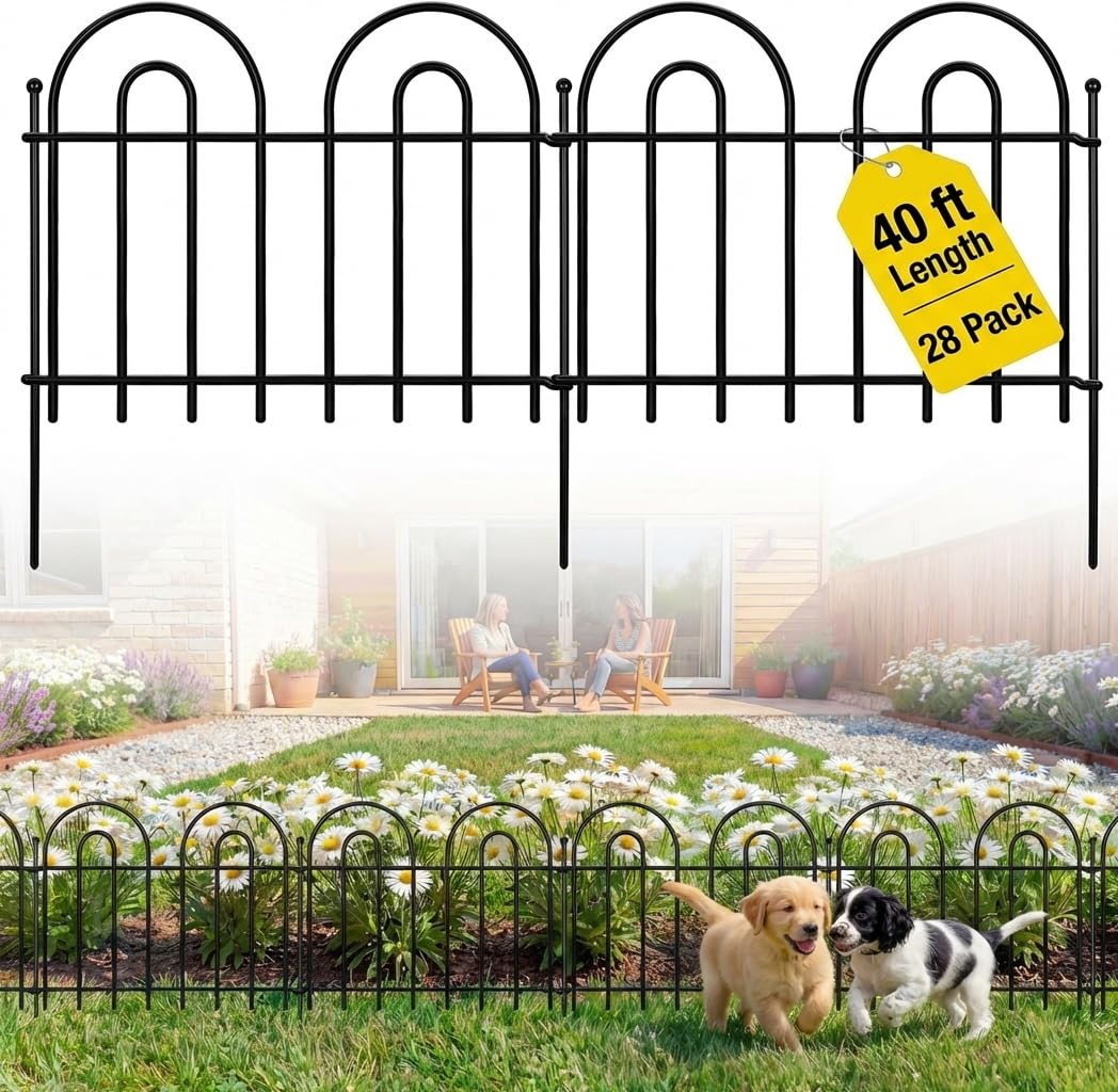 ArdeFentium 28-panel arch fence setup for clean garden borders.