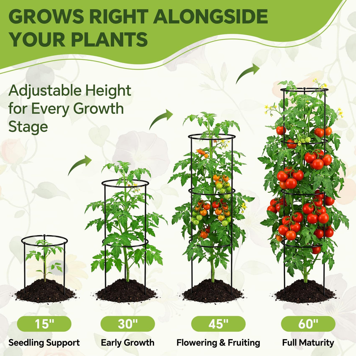 ArdeFentium 360-degree windproof trellis provides stable plant support from all sides.