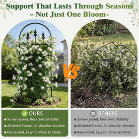 ArdeFentium 47in x 17in trellis panel supports climbing roses and cucumbers.