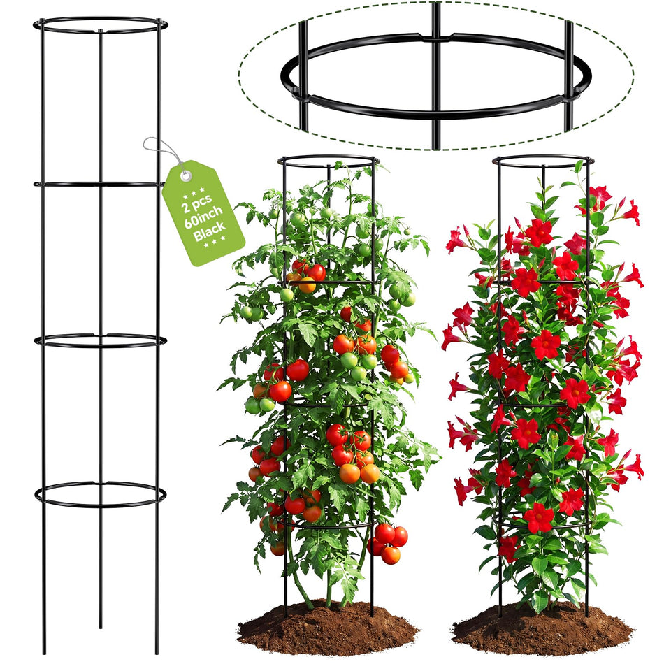 ArdeFentium 60-Inch tomato cages assembly shows quick setup for sturdy support.