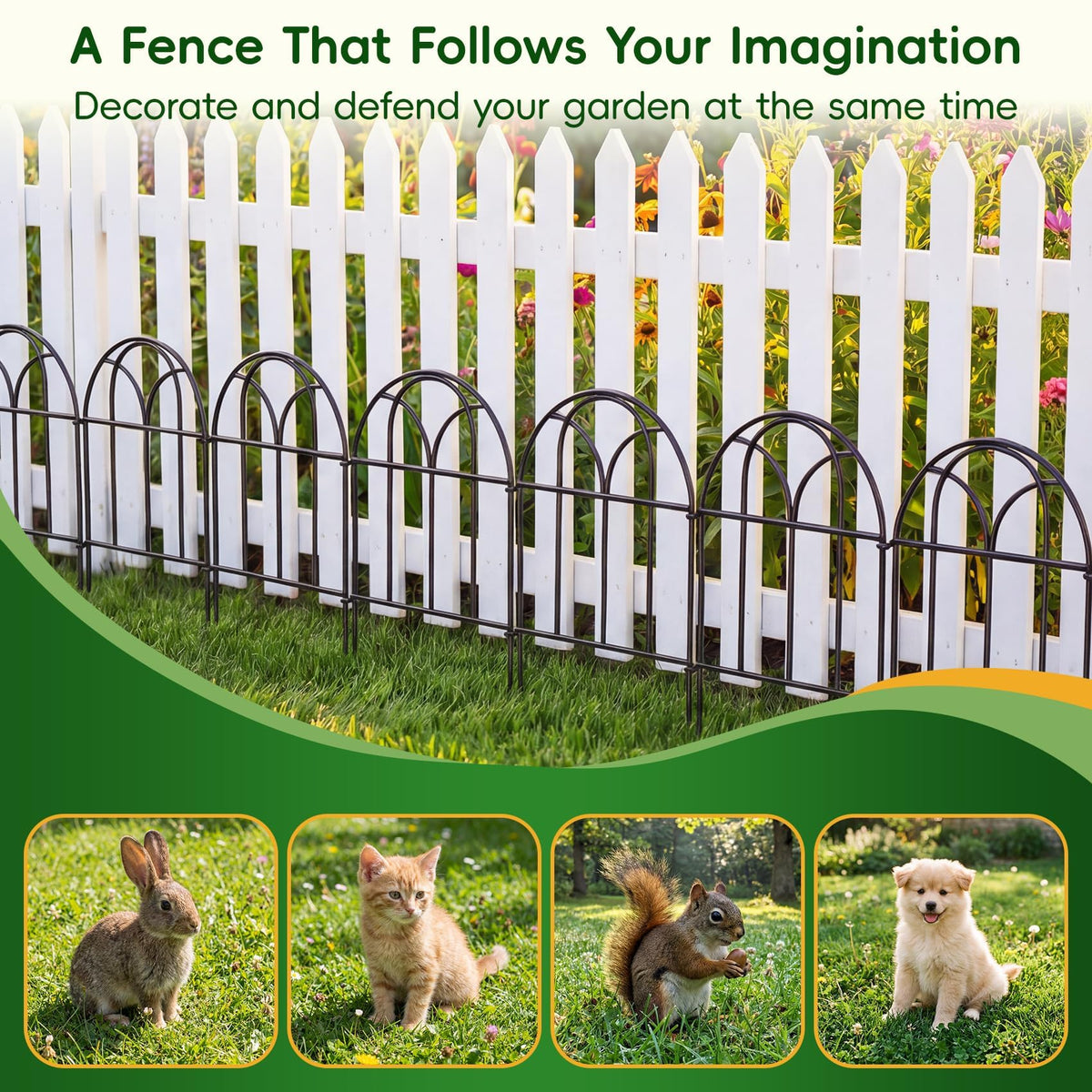 ArdeFentium arched fence panel set enhances yard curb appeal.
