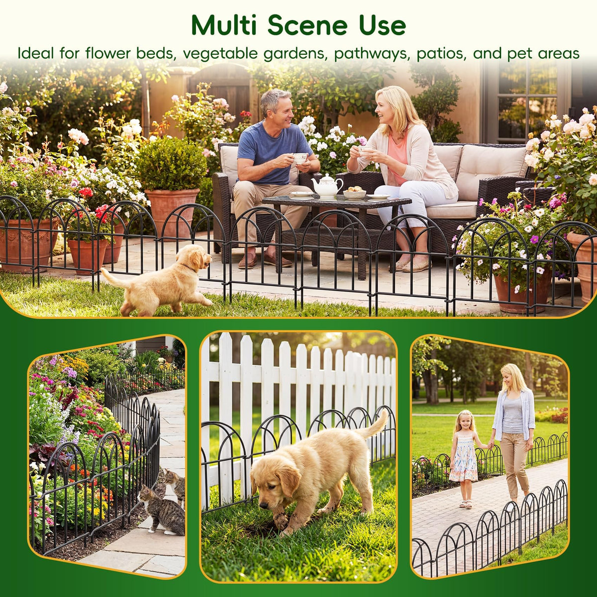 ArdeFentium decorative border around flower beds defines garden space.