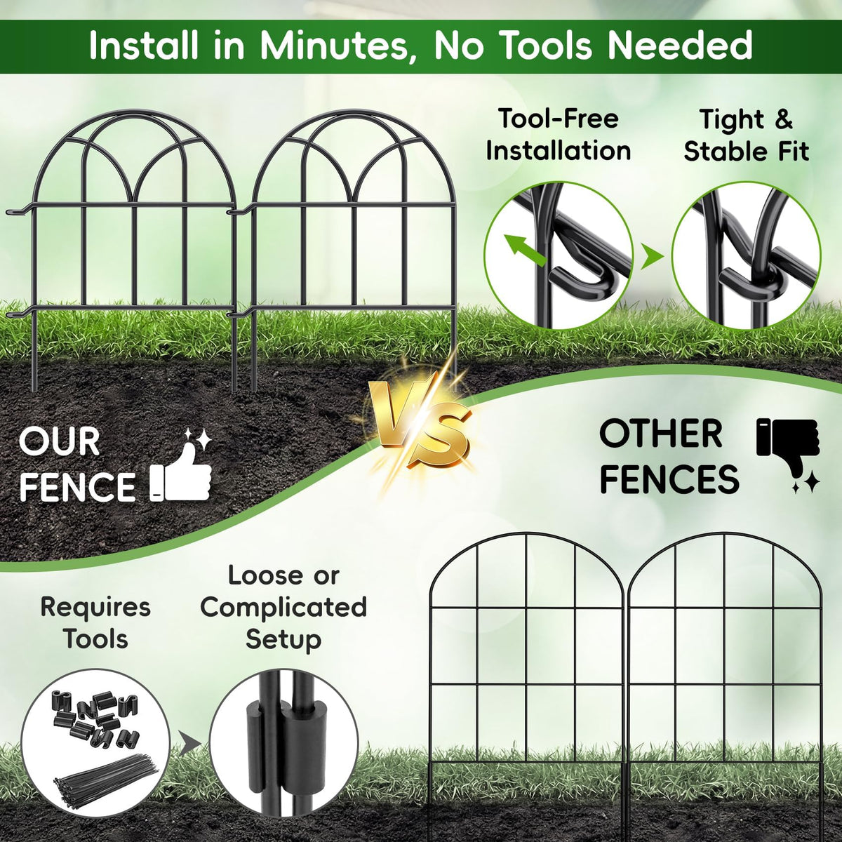ArdeFentium dog fence outdoor border protects flowers while blending style.