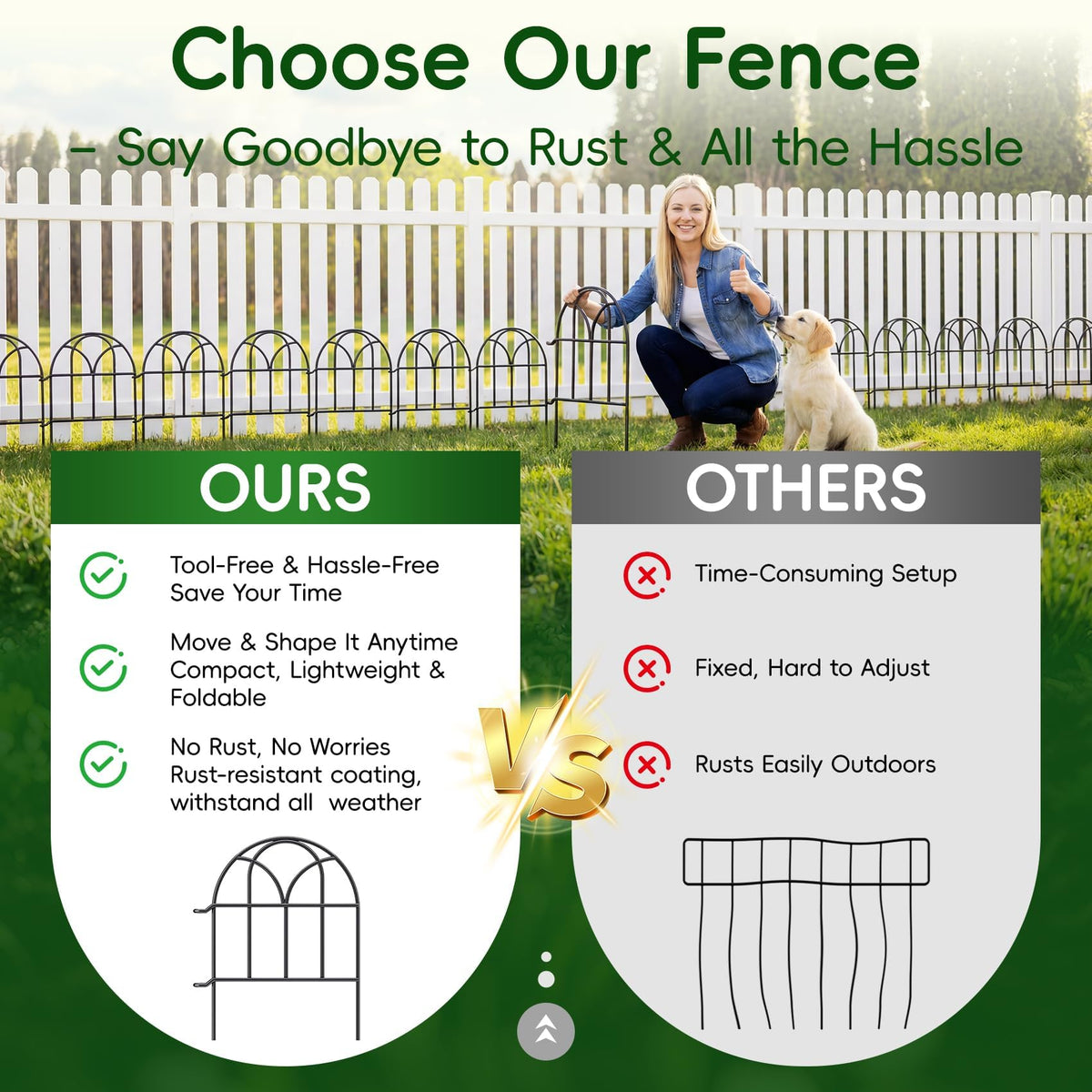 ArdeFentium foldable fence panels for easy storage and relocation.