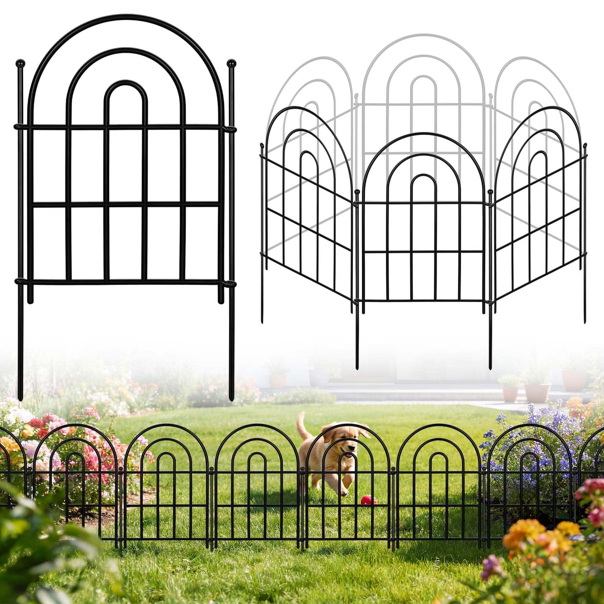 ArdeFentium garden fence arch panel creates a stylish boundary protecting flower beds.