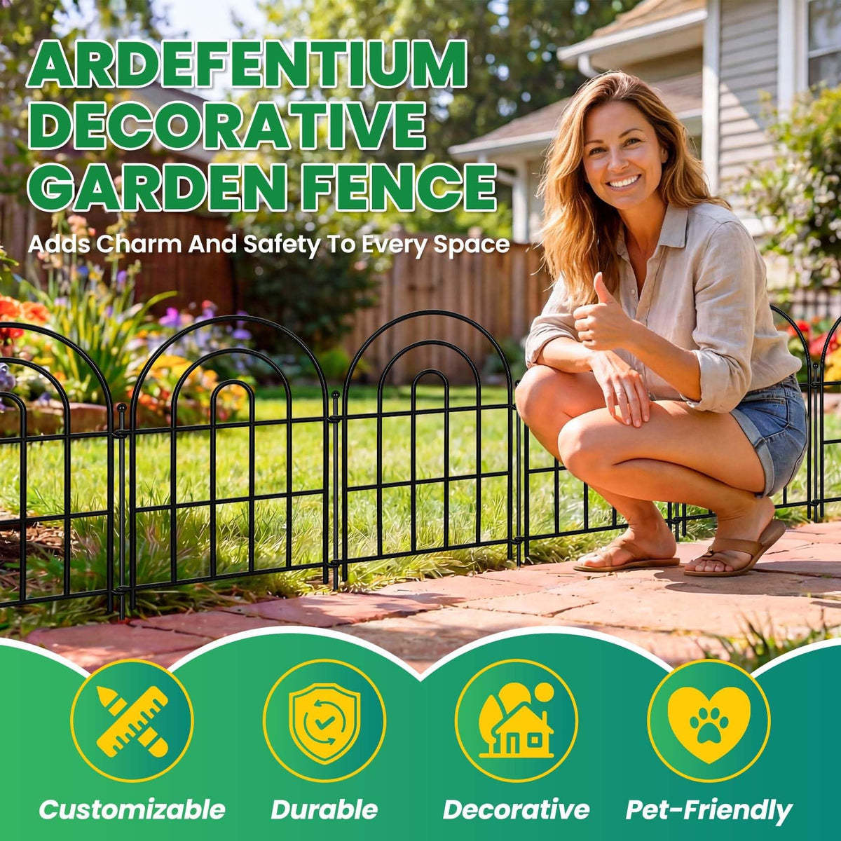 ArdeFentium rustproof metal construction withstands seasons with low maintenance.