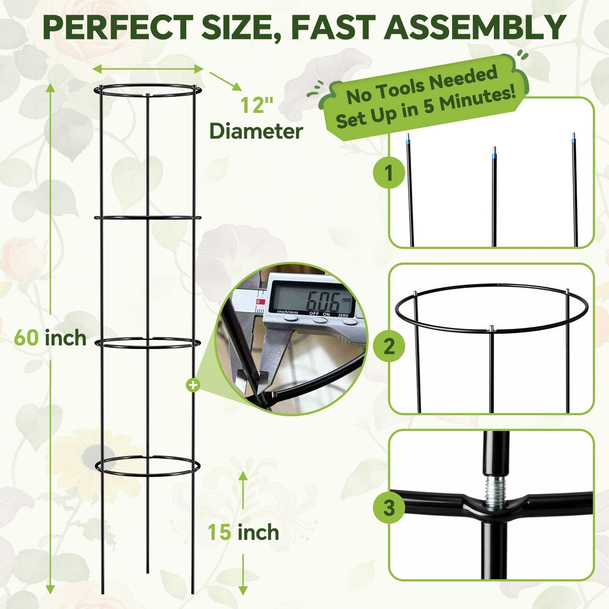 ArdeFentium heavy-duty 6mm steel cages withstand wind and heavy fruit.