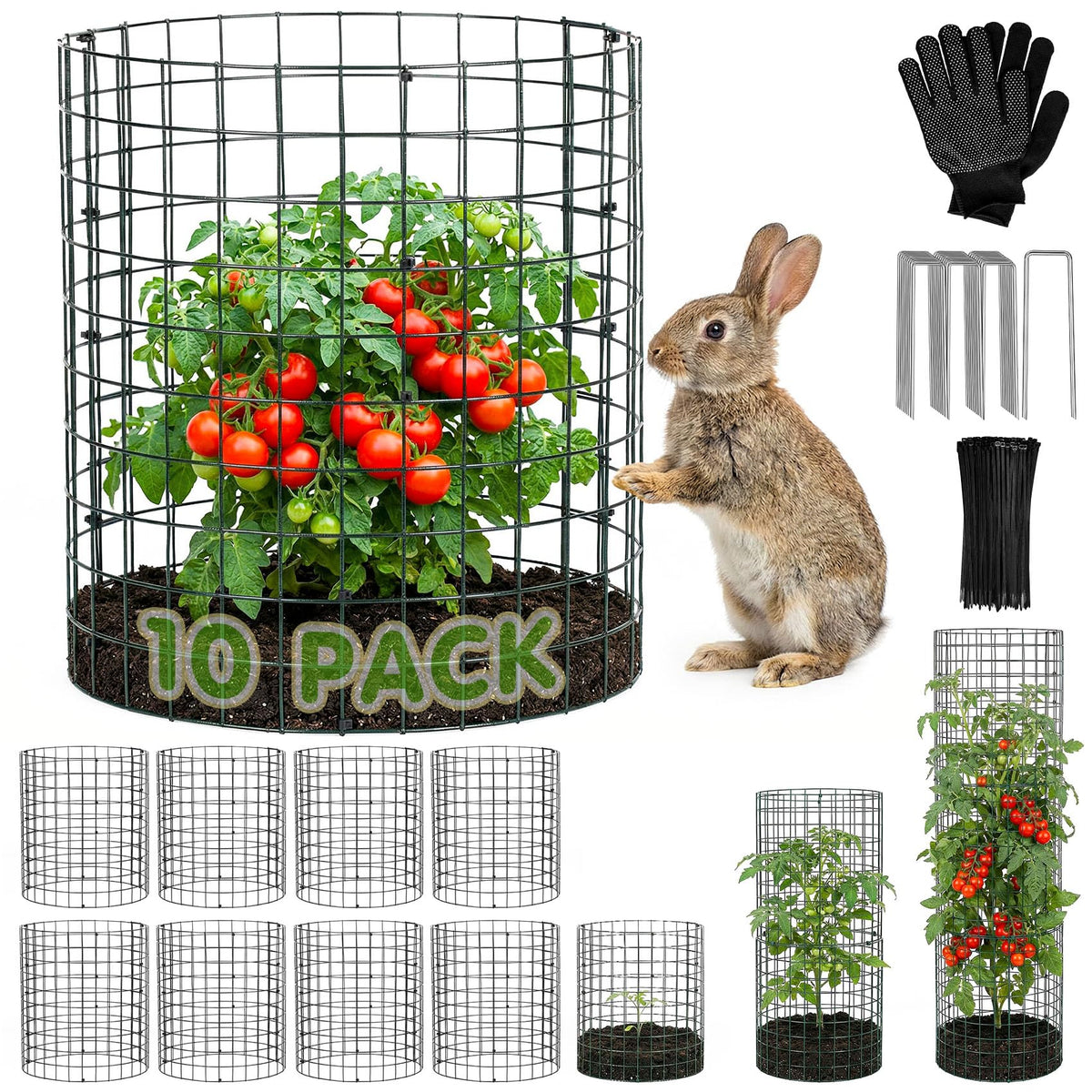 ArdeFentium round plant protector assembly protects seedlings from animals outdoors.