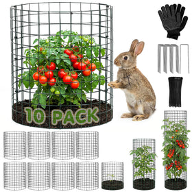 ArdeFentium round plant protector assembly protects seedlings from animals outdoors.