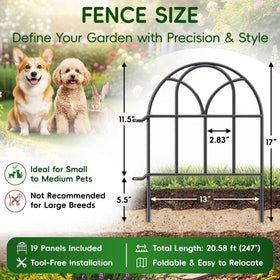 ArdeFentium tool-free installation garden fence enables quick no-dig setup.