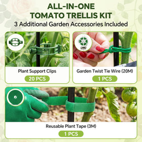 ArdeFentium tool-free setup with clips, twist ties, and plant tape.
