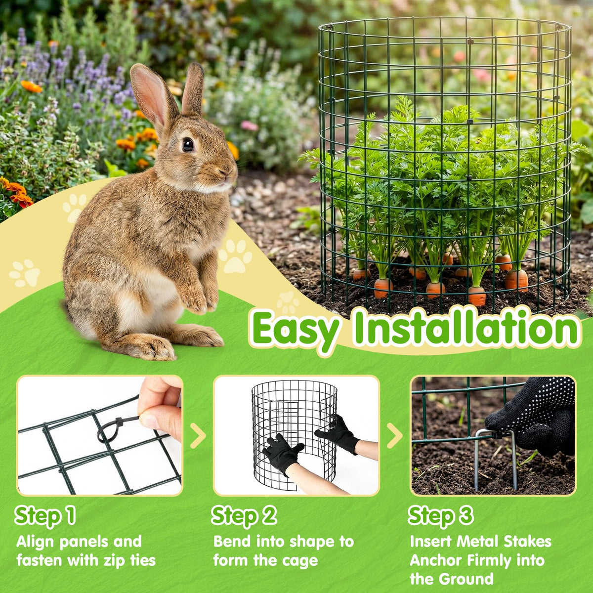 Protects raised beds, seedlings, and containers from rabbits and squirrels with ArdeFentium.