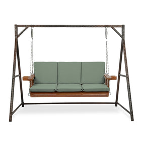 Arden earthFIBER swing cushion bottom view in sage green texture for outdoor seating.