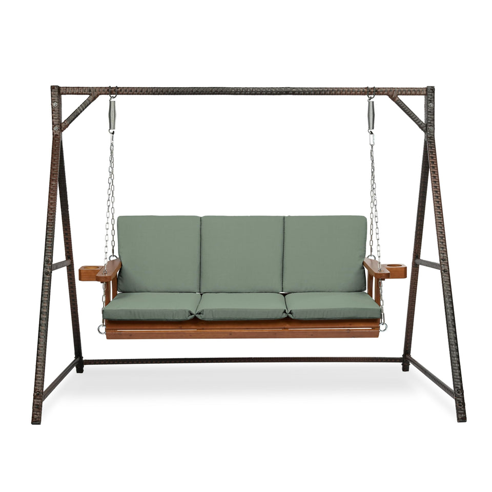 Arden earthFIBER swing cushion bottom view in sage green texture for outdoor seating.