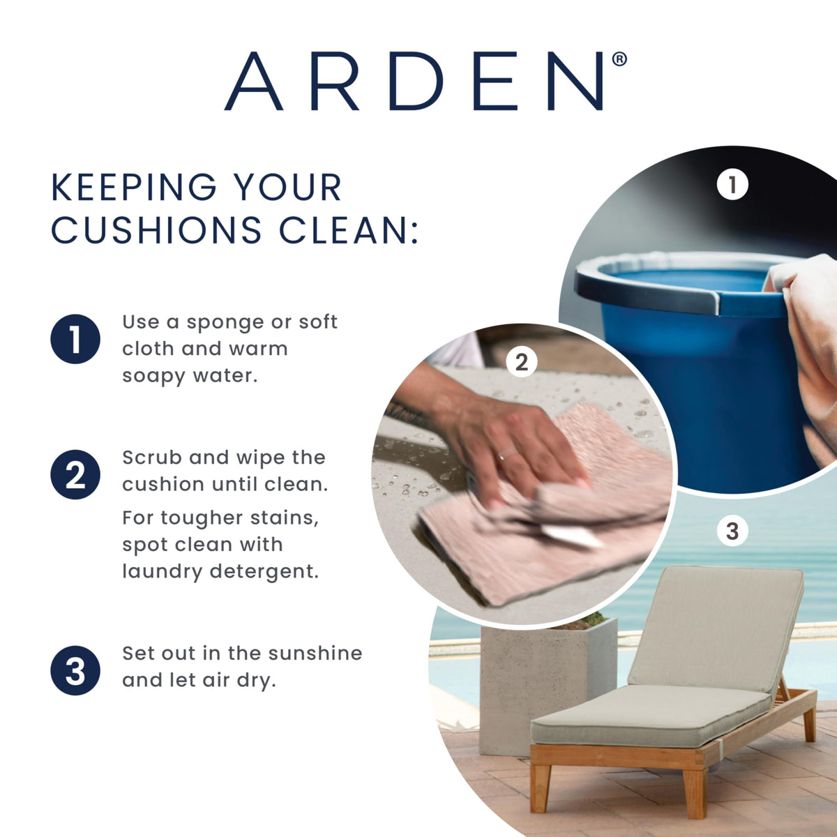 Arden cushions finished in the USA for quality assurance.