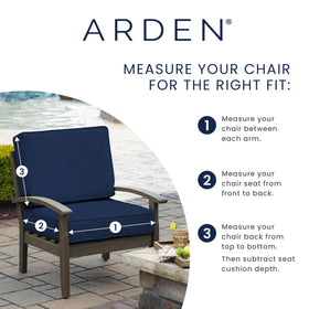 Arden sapphire blue cushion set on a swing creates inviting outdoor seating.