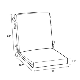 Arden Selections cushion dimensions showing 18x36.5 inches and seating area