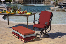 Arden Selections cushion with UV protection keeps outdoor color looking fresh.