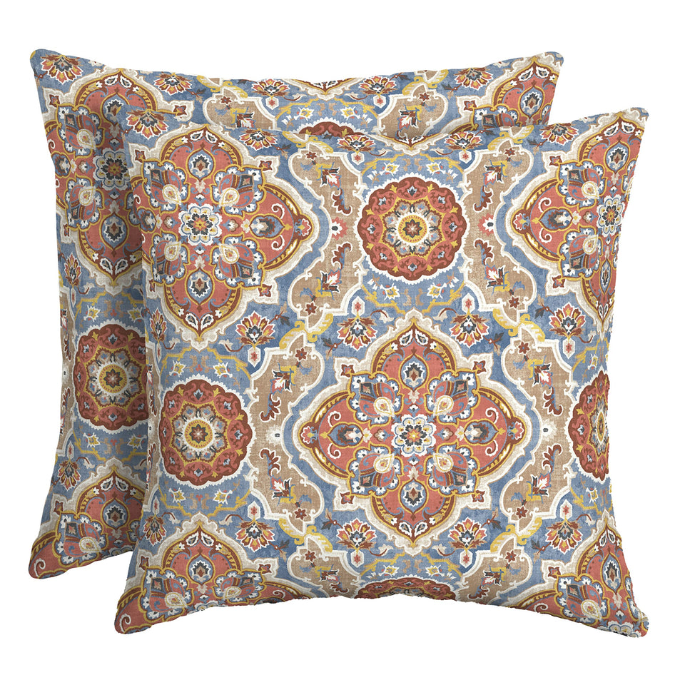 Arden Selections outdoor toss pillow 2-pack on a sunny patio for lounging