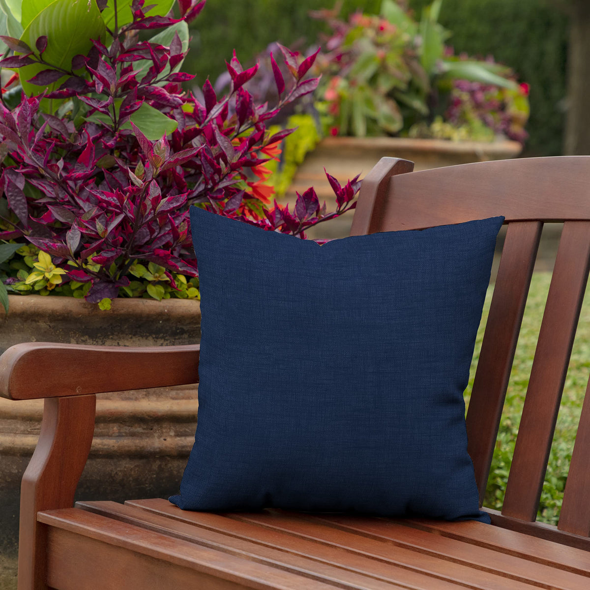 Knife-edge seam detail on Arden Selections pillow for a modern, clean look