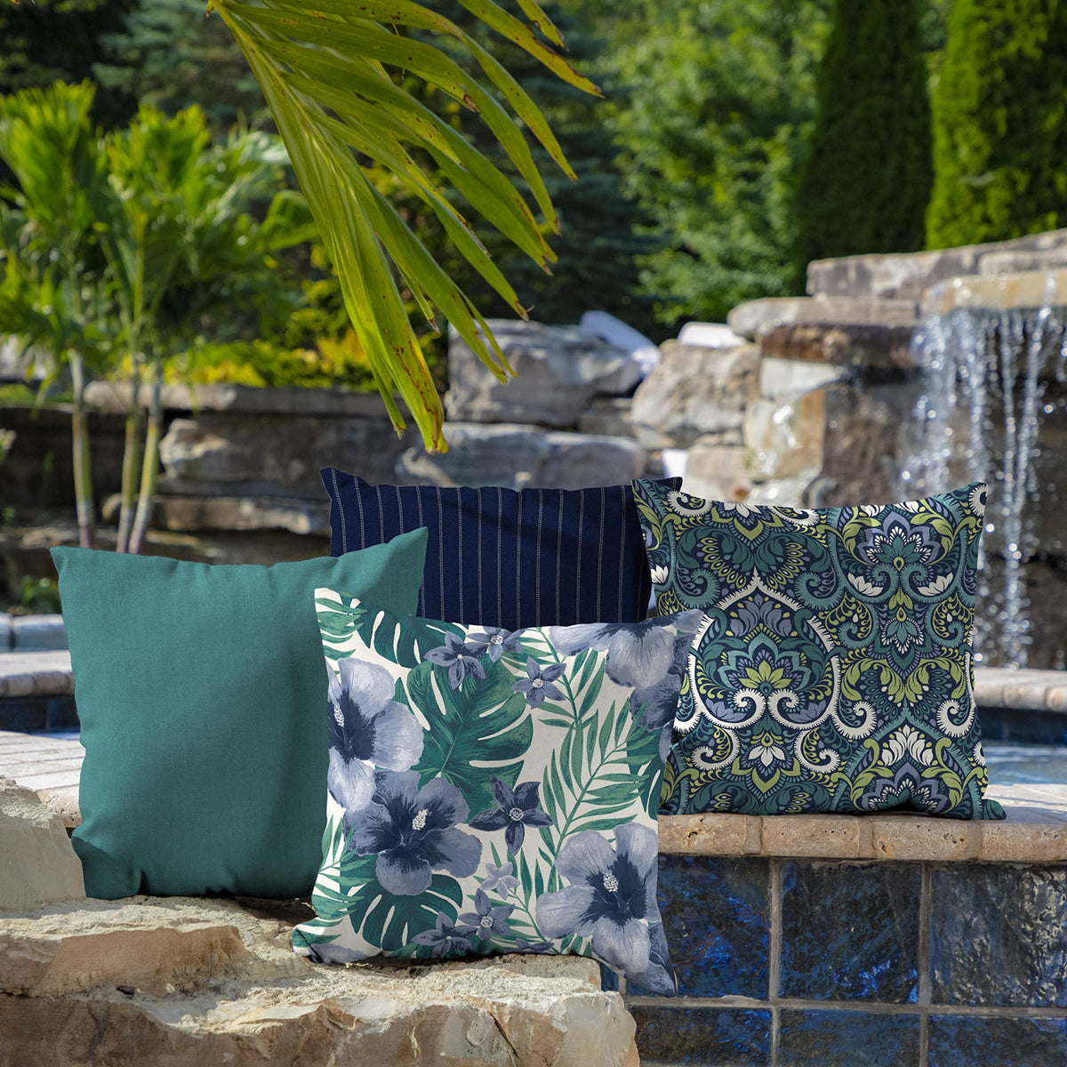 Arden Selections Salome Tropical pillow with recycled plastic fill.