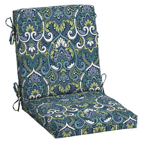 Arden Selections Sapphire Aurora Blue Damask cushion, front view, outdoor comfort ready for patios.