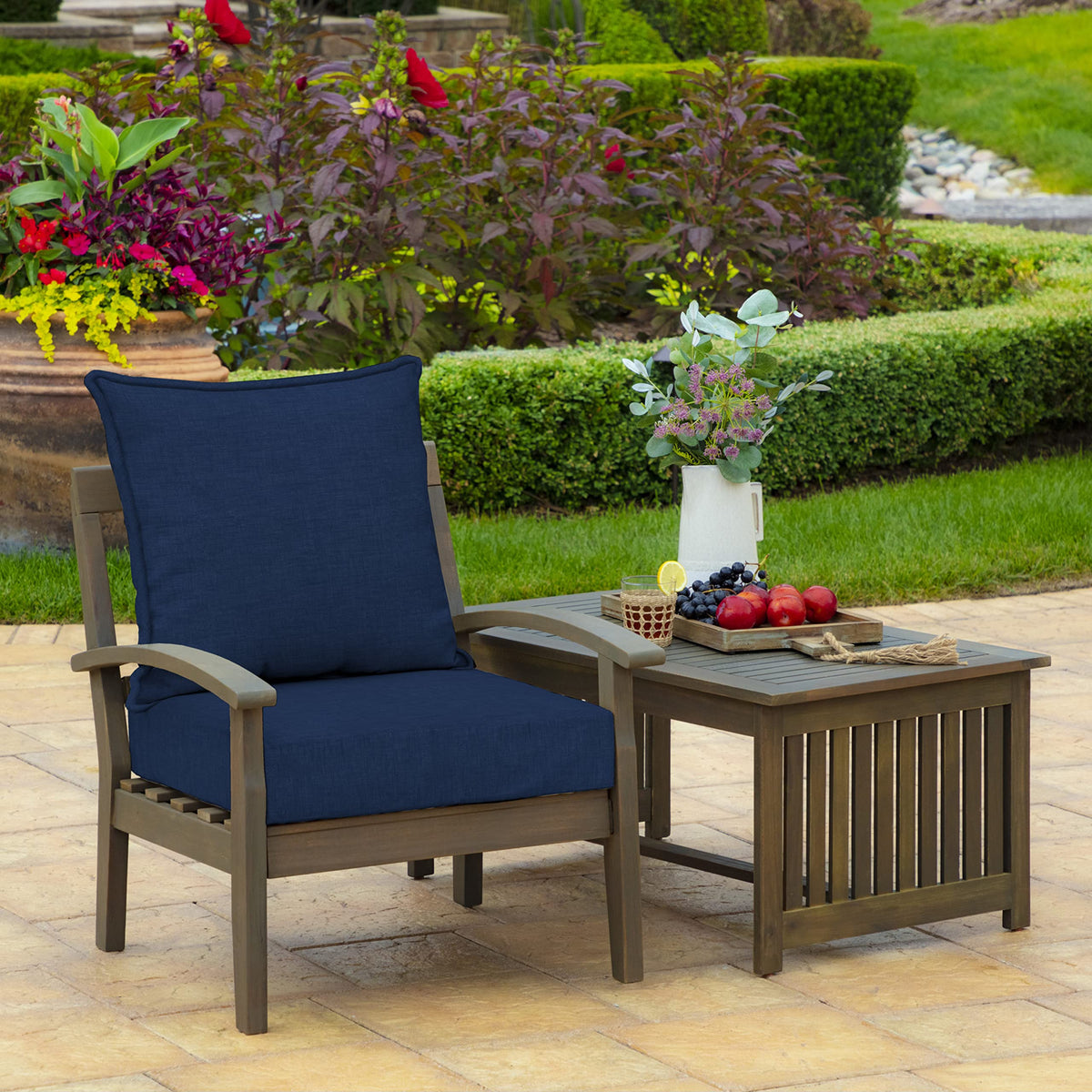 Arden Selections Sapphire Blue Deep Seat Cushion back view with plush support