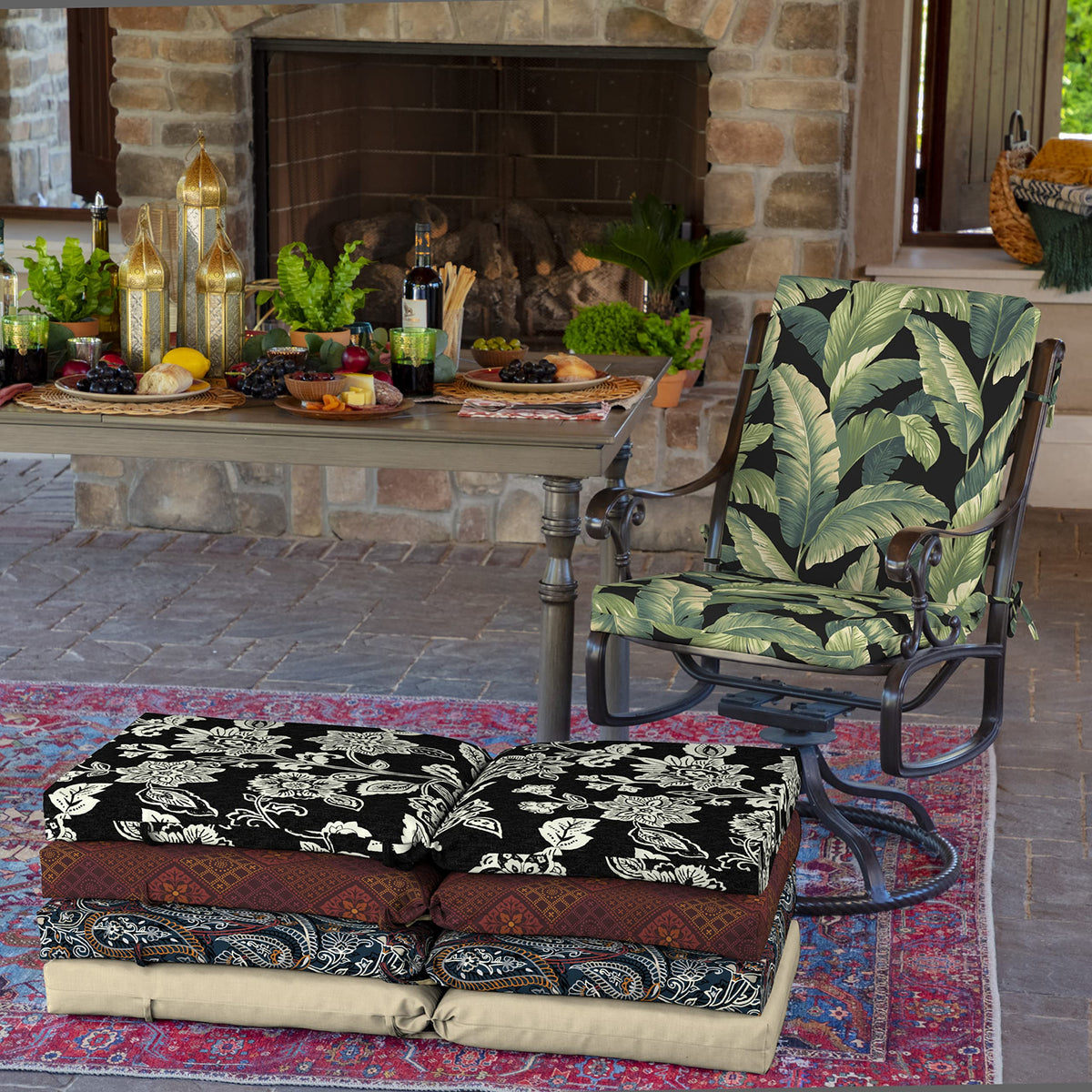 Arden Selections 18x16 seat cushion shown on a standard dining chair