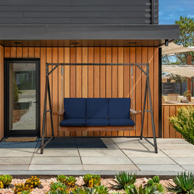 Arden Selections swing cushion back 56x17 in sapphire blue, supportive outdoor seating.