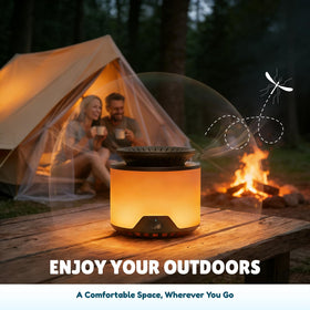 Ardito unit ideal for camping or backyard gatherings with timer and diffused light.