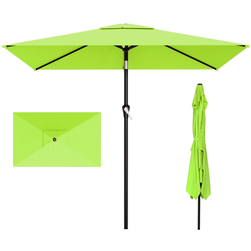 AreShark 6.5x10 ft patio umbrella shading a large outdoor seating area.