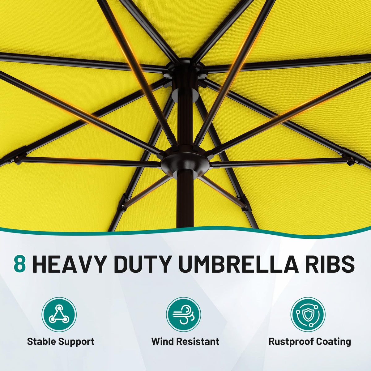 AreShark 8 ribs reinforce the frame for stability