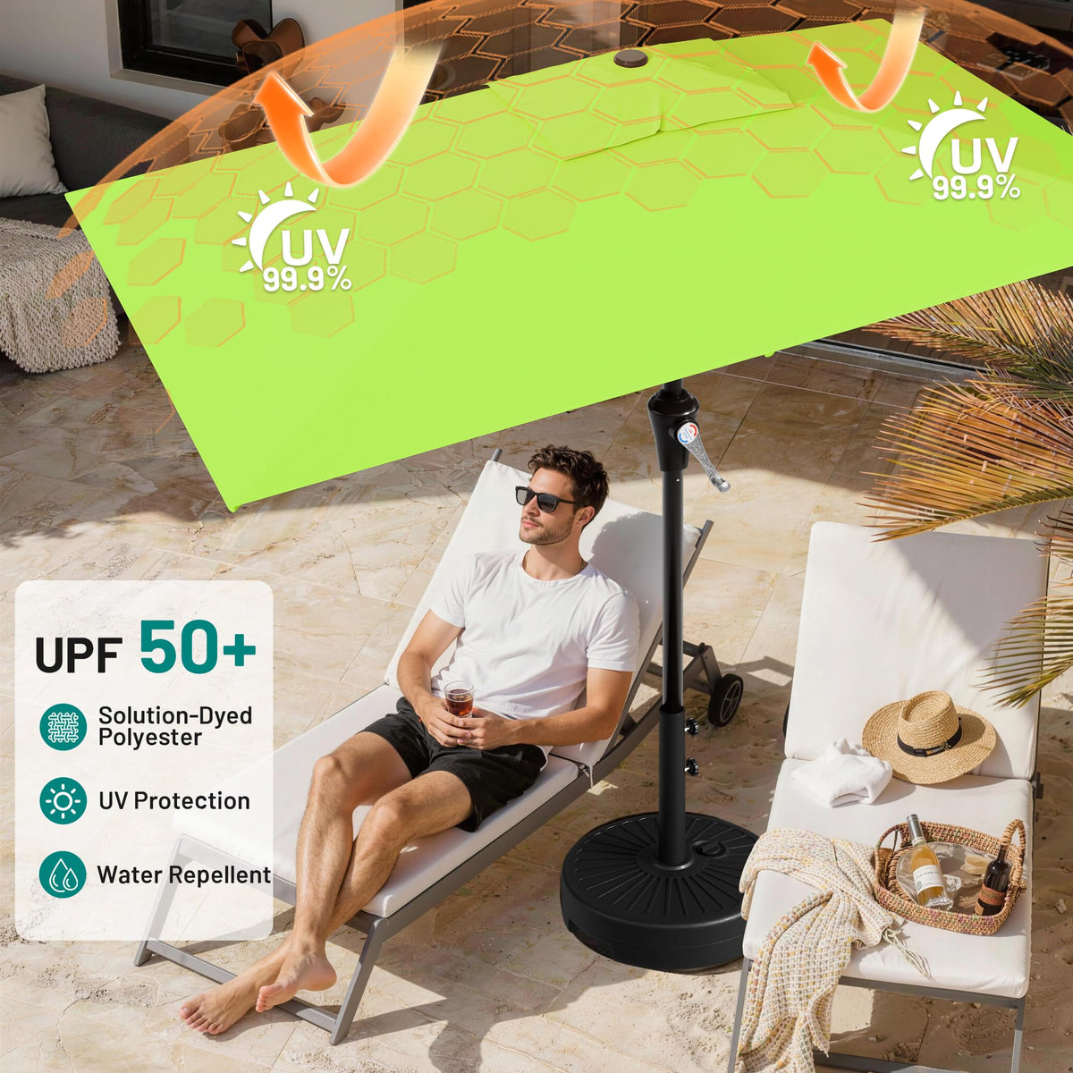 AreShark umbrella with eight ribs for strong breeze stability.